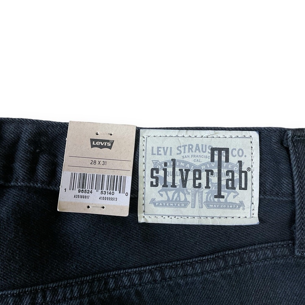Levis Silvertab Jeans Women 28 (30x30.5) Black Ripped 94 Baggy Straight NWT - Picture 8 of 11